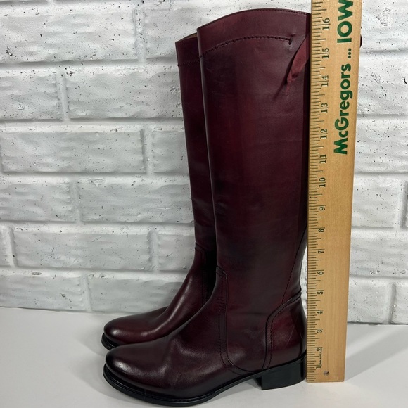 RON WHITE Tall Smooth Leather Boots 36.5/6 Size Zip Lace up Vibram Sole Oxblood - Picture 7 of 11